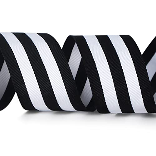 Ribbli Black and White Striped Grosgrain Ribbon,1-1/2-Inch x10-Yard,Stripe Ribbon,Use for Gift Wrapping,Party Decoration,All Crafting and Sewing