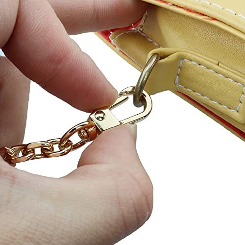 HEEHEE 59.1 Inches Mini Purse Chain Strap Delightful Extending Durable DIY Iron Flat Chains Replacement Straps with Buckles Wide 7mm Thick 2mm Gold 1 PCS for Handbag Shoulder Cross Body Wallet