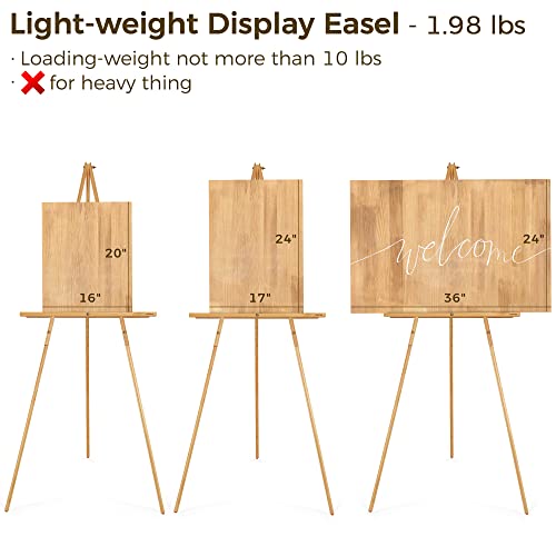 VISWIN 63" Wooden Tripod Display Easel Stand for Wedding Sign, Poster, A-Frame Artist Easel Floor with Tray for Painting, Canvas, Foldable Easel - Gold