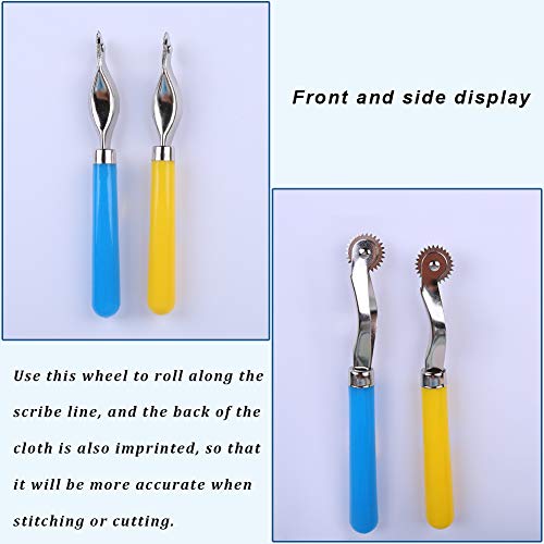 LUNARM 2 Pcs Tracing Wheel Sewing Tool, Plastic Handle Needle Point Tracing Wheel, Random Color Tracing Wheel Sewing Tool, Professional Stitch Marking Spacer for Arts and Leather Crafts