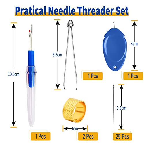 Needle Threaders, 41 pcs Simple Threader for Needles Suit, Upgrade Needle ThreaderTool for Hand Sewing and Sewing Machine, Sewing Needle Threader for Small Eye Needles (with Needles)