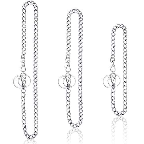3 Pieces Pants Chain Pocket Chain Belt Metal Jeans Chain Wallet Chain with Lobster Clasps and Keyring for Men Women Keys Wallets