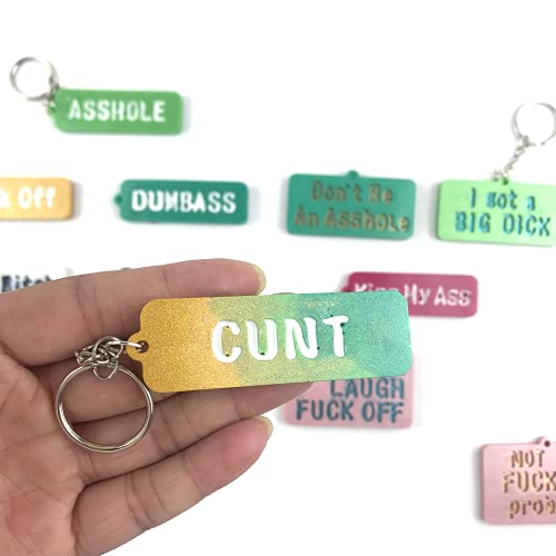 Swear Words Keychain Resin Mold,2 Pcs Silicone Molds Set for Making Bad Words Venting Slogan Key Ring Decoration Gifts, DJ1120