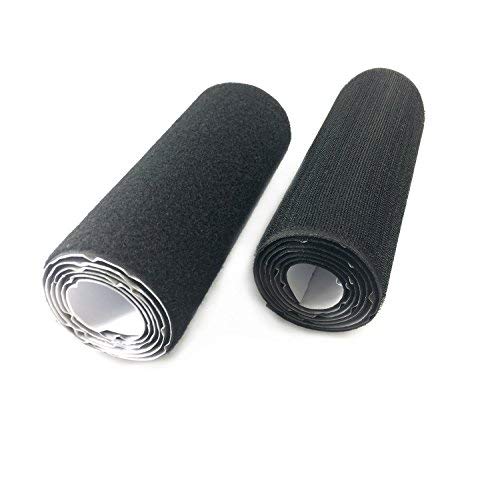 18cm (7' inch) Ultra Wide 1 Meters Long (1.09 Yards) Self Adhesive Hook and Loop Strips Set with Super Sticky Glue Nylon Fabric Fastener Black