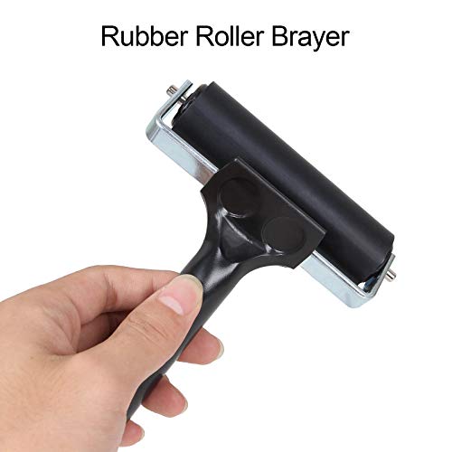 3PCS Rubber Roller Brayer Glue Roller Ink Painting Brayer Art Craft Oil Painting Tool Printmaking for Block Stamping, Printmaking Wallpaper, Bubble Removal and Seaming (2.4, 4 and 6 Inch)