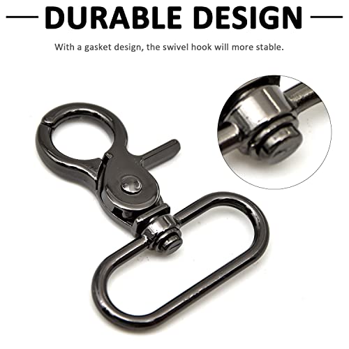 MELORDY 10 Pcs Metal Swivel Trigger Clips Swivel Lobster Clasps Snap Hook for Purse Straps Bags Belting DIY Leathercraft (1-1/2 inch,Gunmetal)