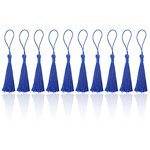 BOROLA 25 Pcs Handmade DIY Tassels 13cm/5 Inch Silky Soft Craft Mini Tassels for DIY Projects, Jewelry Making, Decoration, Bookmarks (Blue)