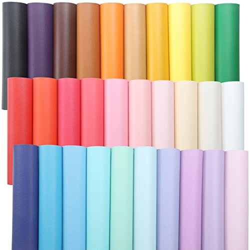 CDY Smooth Faux Leather Sheets : 30Pcs/Set 8.2" x 6"Pastel Colors Leather Fabric Sheets Suitable for Making Bows, Leather Earrings, Hair Accessories DIY Projects (Smooth 30Pcs)