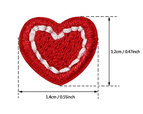 Tupalizy 15PCS Mini Iron on Patches for Clothing Repair Embroidered Heart Patches Sew on Appliques for Jeans Jackets Bags Backpacks Shoes Hats Masks Girls Women DIY Art Craft Projects (Red)