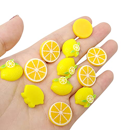 Honbay 40PCS Slime Charms Flatback Resin Charms Lemon Fruit Embellishments for Scrapbooking, Hair Clip, Phone Case, DIY Crafts