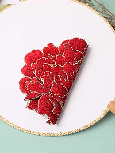 Sourcemall Sew on Peony Floral Patches, Embroidered Flower Appliques for DIY Clothing, Jackets, Jeans, Backpacks, Hats, Arts Craft Sew Making (Red Peony)