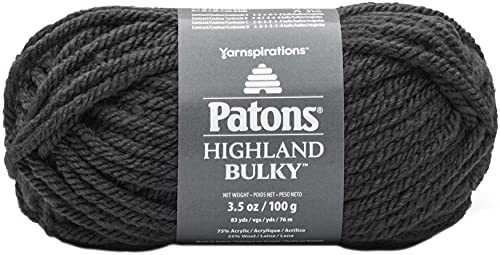 Patons Highland Bulky Solids Yarn, Charcoal Gray