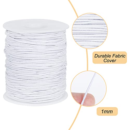 Tenn Well Elastic String for Bracelets, 328 Feet 1mm Elastic Beading Cord Stretchy String for Bracelets, Necklace, Jewelry Making and Crafts (White)