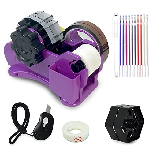 FINFINLIFE Heat Tape Dispenser Purple Multi-Roll 6 Pcs Set, PreCut 1. 4'' Pieces for Heat Press or Mug Press Machine, 1+3'' Core, Semi-Automatic Tape Dispenser with Compartment Slots