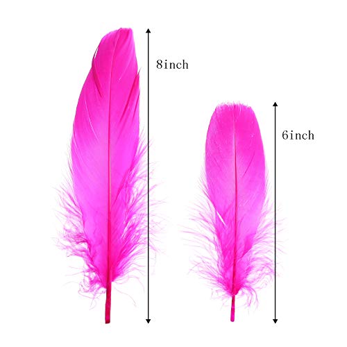 100PCS Natural Goose Feathers Decoration - Assorted Colorful 6-8 inch Feather for DIY Crafts Festival Erikord(Rose Red)