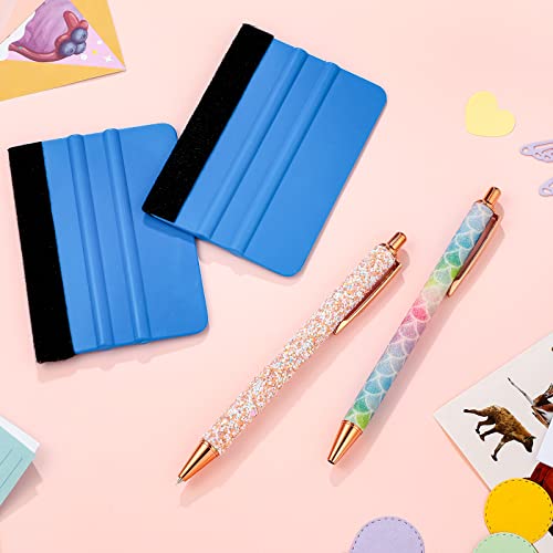 Weeding Tools for Vinyl 2 Pieces Craft Vinyl Weeding Pen Point Retractable Pin Pen Air Release Pen Glitter Weeding Pen with 2 Pieces Felt Squeegees for Craft Weeding Essential Adhesive Vinyl