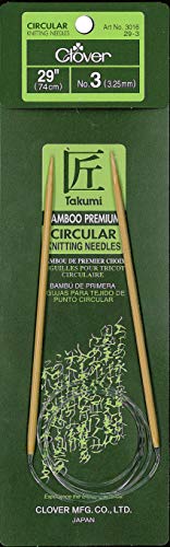 Clover Takumi Bamboo Circular 29-Inch Knitting Needles, Size 3