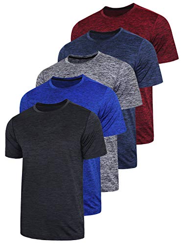 5 Pack Men’s Active Quick Dry Crew Neck T Shirts - Athletic Running Gym Workout Short Sleeve Tee Tops Bulk (Edition 1, XX-Large)