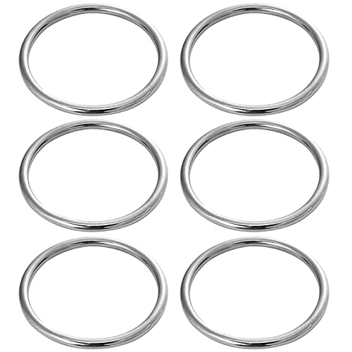 Lystaii 6pcs 3 inch Seamless Welding O-Ring 304 Stainless Steel Rings Smooth Welded Round O Ring Heavy Duty Multi-Purpose Big Metal Ring for Macrame Camping Belt Dog Leashes Luggage Belt Handbag