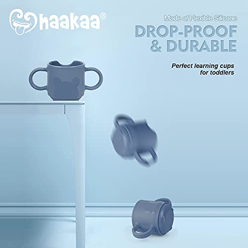 haakaa Silicone Toddler Cups, BPA Free Drop-Proof Training Cups for Baby 6 Months+, 5 Ounce (Bluestone)