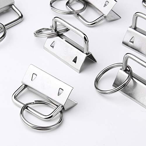 50 Sets Key Fob Hardware Key Fob Keychain Wristlet with Split Ring 1 Inch by HRLORKC