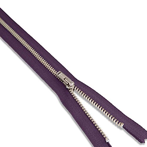 11 inch Metal Zipper Purple 11" Silver Brass Metal Heavy Duty Zippers Non Separating Sewing Zipper Craft Zippers
