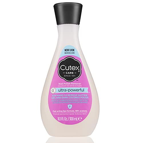 Gel Nail Polish Remover by Cutex, Ultra-Powerful & Removes Glitter and Dark Colored Paints, Paraben Free, 10.1 Fl Oz