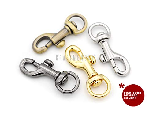 CRAFTMEMORE 4pcs Swivel Snap Hook Round Eye Slide Bolt Lobster Clasp for Purse Keychains Accessories SC17 (Silver)