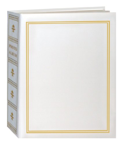 Pioneer Photo Album Book Style Bound Photo Album with Gold Accents, Holds 208 4x6" Photos, 2 Per Page, White