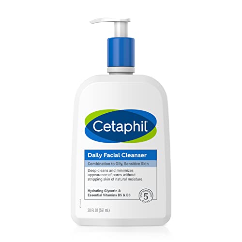Face Wash by CETAPHIL, Daily Facial Cleanser for Sensitive, Combination to Oily Skin, NEW 20 oz, Gentle Foaming, Soap Free, Hypoallergenic
