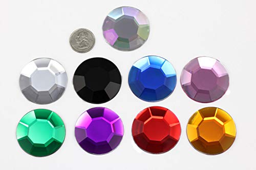 Large Self Adhesive Acrylic Cosplay Gem Flat Back Plastic Stick On Rhinestone for Cosplay Costumes, Scrapbooking, Props, Crafts Embelishments Sticker 1PC (45mm Crystal AB H702)