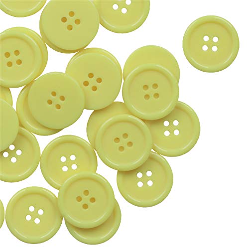 YAKA 80Pcs 1inch(25mm) Sewing Resin Buttons Round Shape 4 Holes Craft Buttons for Sewing Scrapbooking and DIY Craft Fluorescent Yellow