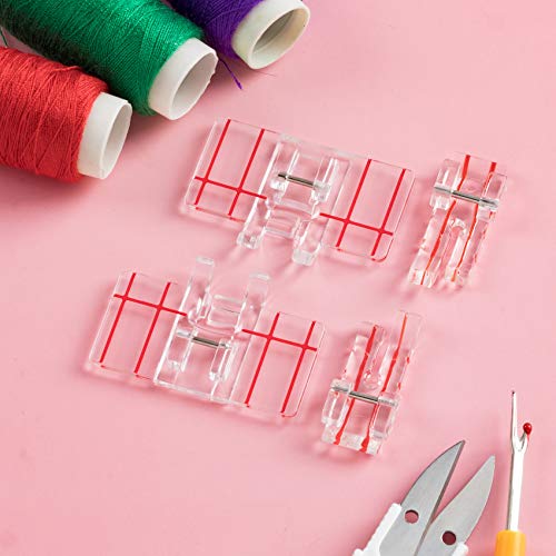 PAGOW 4PCS 1/4" (Quarter Inch) Sewing Machine Presser Foot, Brother Sewing Machine Accessories Fit for Singer, Babylock, Household Low Shank Sewing Machine (2 Style)