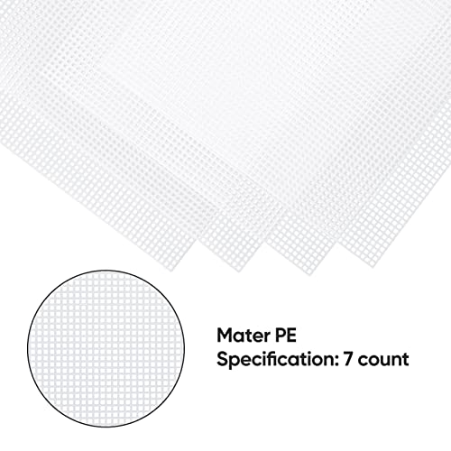 Caydo 4 Pieces 7 Count Plastic Mesh Canvas Sheets for Embroidery, Acrylic Yarn Crafting, Knit Crochet Projects and Make Aquarium Dividers (10.5 X 13.5 Inch)