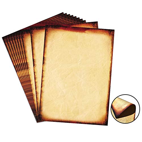 48 Pack Antique Stationary Paper 8.5"x 11" Double Sided Parchment Vintage Paper for Writing and Printing, Old Fashion Aged Scrapbook for Journal, Calligraphy, Invitations and Certifications