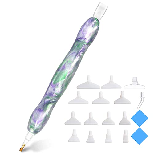 Diamond Art Pen, Diamond Painting Pen, Diamond Art Painting Accessories Tool Kit Drill Pen for Adults, 5D Resin Diamond Art Drill Pen Stylus Tips Placers Heads and Wax, Rhinestone Picker Orchid