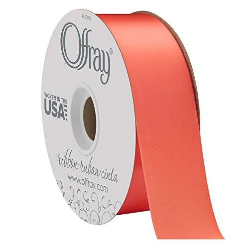 Berwick Offray Double Face Satin Ribbon, 50 Yards, Living Coral