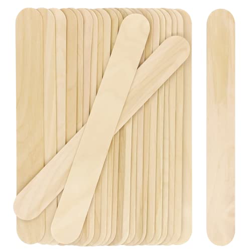 WISYOK 8'' Jumbo Craft Sticks, 60pcs Extra Large Natural Premium Wood, Ice Cream Sticks, Karlash Jumbo Sticks, Large Tongue Depressors, Plant Labels, Hair Removal and Waxing Supplies, Crafting