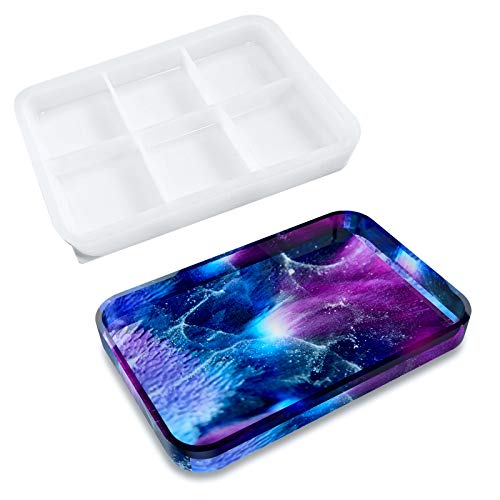 LBFNKCH Resin Tray Molds, Large Rolling Rectangular Tray Molds for Resin, Silicone Tray Molds with Edges for Epoxy Casting, DIY Jewelry Holder, Home Decoration, Agate Tray, Fruit Snack Tray