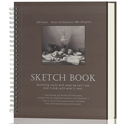 Sketch Book 9x12 - Sketchbook for Drawing - 100 Sheets (68 lb/100gsm),Drawing Pad with Sided Spiral Bound, Sketch Pads for Drawing for Adults for Beginners