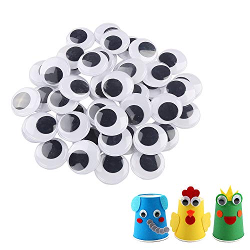 200pcs 25mm/1 inch Wiggle Googly Eyes with Self-Adhesive Round Black & White Eyes for DIY Arts Craft Supplies Party Decorations