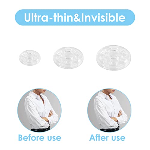 150 Sets Plastic Sew-on Snap Buttons Invisible Snap Fasteners Buttons Round Clear Press Button for Sewing Clothing DIY Craft, 7 mm 10 mm 15 mm
