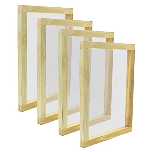 Beipoo 4 Packs Wood Silk Screen Printing Frames 10 x 14 Inch with 110 White Mesh for Screen Printing