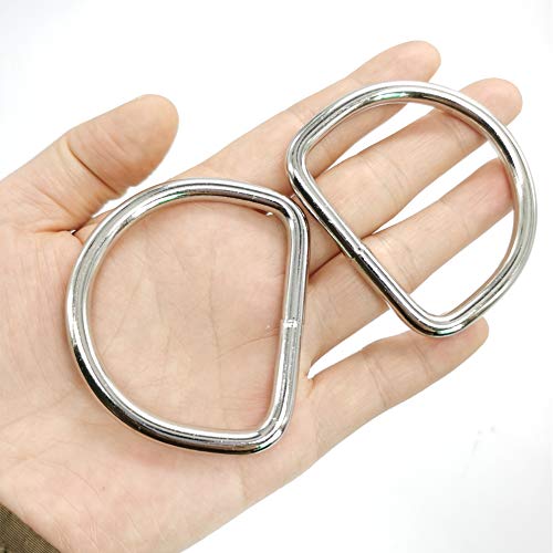 2 inch Metal d Rings 2” Ring Metal D Ring 2 inch 6mm Thickness 6 Pack Welded D Rings for Macrame Plant Hangers