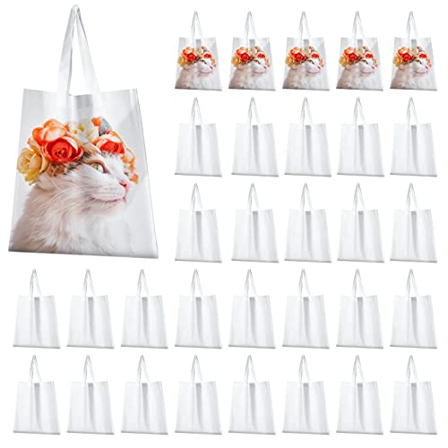 Sublimation Tote Bags Sublimation Blank Polyester Tote Bags Sublimation Canvas Bag Reusable Grocery Bags for DIY Crafting and Decorating(20 Pieces)