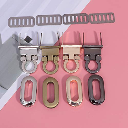 Supvox 4pcs Clasp Turn Lock Metal Hardware Oval Craft Case Clasp Flip Lock Purse Twist Turn Lock DIY Handbag Shoulder Bag Closure Purse (Light Golden, Black, Silver, Rose Gold)