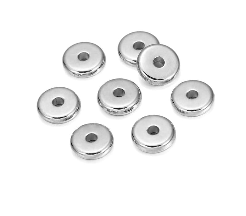HLLMX 150 PCS 8mm Silver Flat Round Spacer Beads Disc Loose Jewelry Making Beads for DIY Bracelet Necklace Jewelry Earring Crafts Making (GJ134)