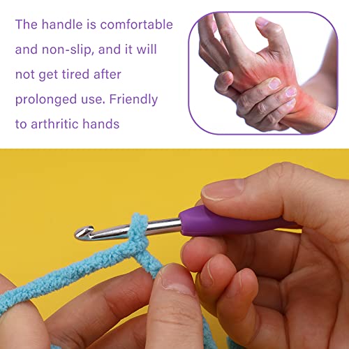 5 mm Crochet Hook, Ergonomic Handle for Arthritic Hands, Extra Long  Knitting Needles for Beginners and Crocheting Yarn (5 mm)