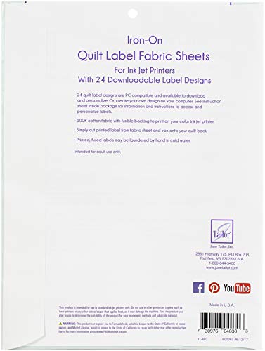 June Tailor Quilt Label Fusible Fabric Sheets, Other