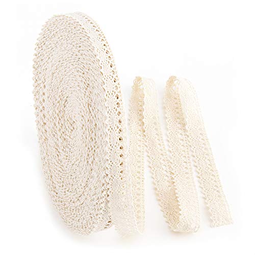 IDONGCAI Beige Delicate Thin Lace Ribbon Lace Trim DIY Sewing Trim for Fabric Garment Accessories DIY Lace Material 0.47'' Wide 25yards/lot (3#)